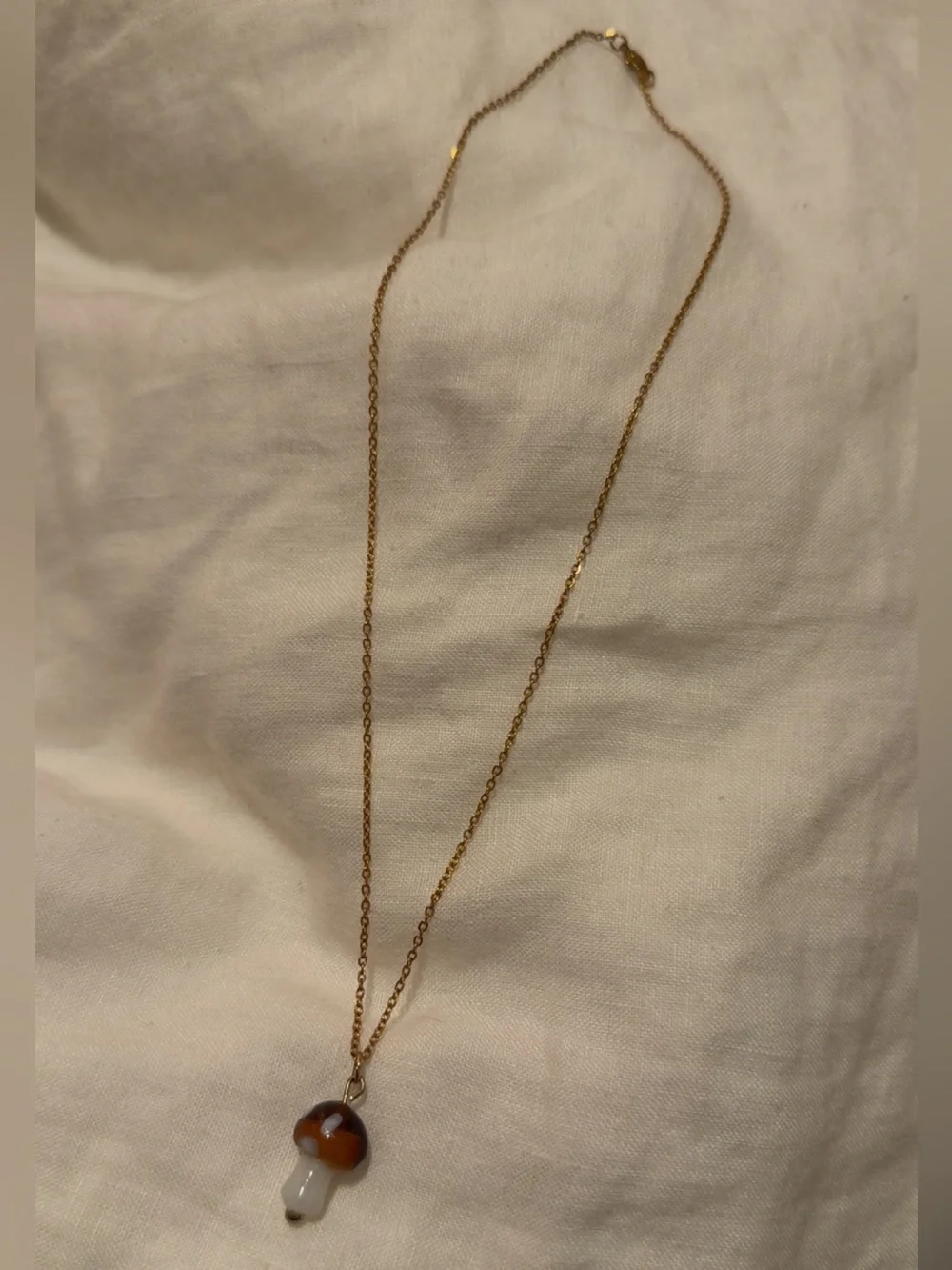 Glass Mushroom Pendant Necklace